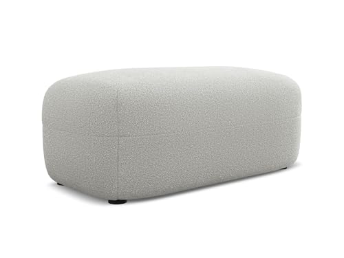 Moana Pouf Hocker in Grau - Polsterhocker aus Bouclé, ideal als Sitzpouf oder Fußhocker für Wohnzimmer, Japandi & Skandi Design, Oeko-Tex Zertifiziert 92x48x40 cm, bis 150 kg belastbar von makamii