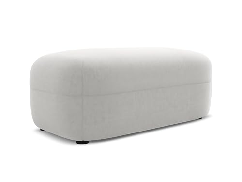 Moana Pouf Hocker in Grau - Polsterhocker aus Samt, ideal als Sitzpouf oder Fußhocker für Wohnzimmer, Japandi & Skandi Design, Oeko-Tex Zertifiziert 92x48x40 cm, bis 150 kg belastbar von makamii