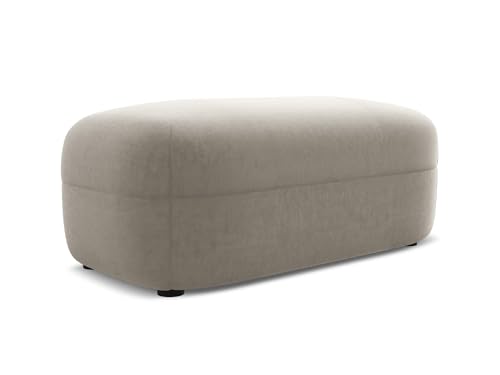 Moana Pouf Hocker in Grau - Polsterhocker aus Samt, ideal als Sitzpouf oder Fußhocker für Wohnzimmer, Japandi & Skandi Design, Oeko-Tex Zertifiziert 92x48x40 cm, bis 150 kg belastbar von makamii