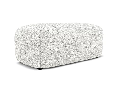 Moana Pouf Hocker in Weiß - Polsterhocker aus Strukturstoff, ideal als Sitzpouf oder Fußhocker für Wohnzimmer, Japandi & Skandi Design, Oeko-Tex Zertifiziert 92x48x40 cm, bis 150 kg belastbar von makamii