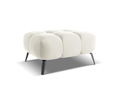 Nalu Pouf Hocker in Beige - Polsterhocker aus Samt, ideal als Sitzpouf oder Fußhocker für Wohnzimmer, Japandi & Skandi Design, Oeko-Tex Zertifiziert 78x60x41 cm, bis 150 kg belastbar von makamii