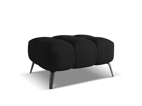 Nalu Pouf Hocker in Schwarz - Polsterhocker aus Chenille, ideal als Sitzpouf oder Fußhocker für Wohnzimmer, Japandi & Skandi Design, Oeko-Tex Zertifiziert 78x60x41 cm, bis 150 kg belastbar von makamii