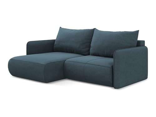 Nanea 2,5-Sitzer Ecksofa mit Schlaffunktion links in Blau - Schlafsofa mit Ottomane und Bettfunktion aus Strukturstoff, für Wohnzimmer, Skandinavisch Design, Oeko-Tex 207x148x86 cm, bis 450 kg Nanea 2,5-Sitzer Ecksofa mit Schlaffunktion links in Blau - Schlafsofa mit Ottomane und Bettfunktion aus Strukturstoff, für Wohnzimmer, Skandinavisch Design, Oeko-Tex 207x148x86 cm, bis 450 kg von makamii