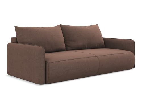 Nanea 3-Sitzer Sofa mit Schalffunktion in Pink - Schlafsofa mit Bettfunktion aus Strukturstoff, modernes Japandi & Skandi Design für Wohnzimmer, Oeko-Tex Zertifiziert 216x105x86 cm, bis 350 kg von makamii