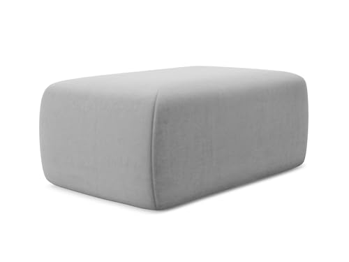 Nanea Pouf Hocker in Grau - Polsterhocker aus Samt, ideal als Sitzpouf oder Fußhocker für Wohnzimmer, Japandi & Skandi Design, Oeko-Tex Zertifiziert 102x62x40 cm, bis 150 kg belastbar von makamii