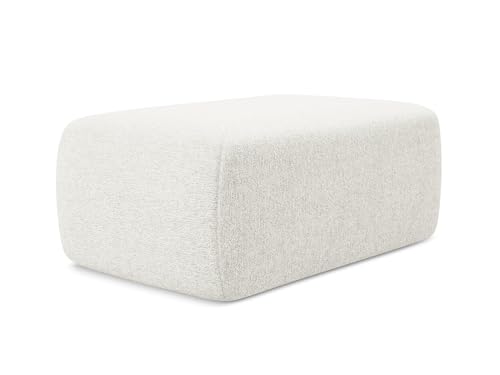 Nanea Pouf Hocker in Weiß - Polsterhocker aus Chenille, ideal als Sitzpouf oder Fußhocker für Wohnzimmer, Japandi & Skandi Design, Oeko-Tex Zertifiziert 102x62x40 cm, bis 150 kg belastbar von makamii