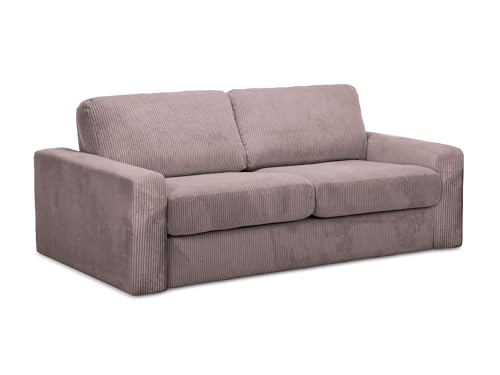 Nona 3-Sitzer Sofa mit Schalffunktion in Pink - Schlafsofa mit Bettfunktion aus Cord, modernes Japandi & Skandi Design für Wohnzimmer, Oeko-Tex Zertifiziert 195x100x80 cm, bis 350 kg belastbar Nona 3-Sitzer Sofa mit Schalffunktion in Pink - Schlafsofa mit Bettfunktion aus Cord, modernes Japandi & Skandi Design für Wohnzimmer, Oeko-Tex Zertifiziert 195x100x80 cm, bis 350 kg belastbar von makamii