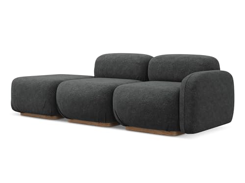 makamii Ailani 3-Sitzer Modulsofa Links in Grau - Modernes Designsofa aus Chenille, modular, ohne Schlaffunktion, moderner Japandi-Stil, Oeko-Tex Zertifiziert 258x95x73 cm, bis 350 kg belastbar von makamii