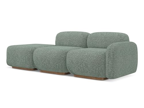 makamii Ailani 3-Sitzer Modulsofa Links in Grün - Modernes Designsofa aus Strukturstoff, modular, ohne Schlaffunktion, moderner Japandi-Stil, Oeko-Tex Zertifiziert 258x95x73 cm, bis 350 kg belastbar von makamii
