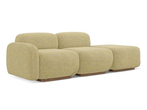 makamii Ailani 3-Sitzer Modulsofa Rechts in Gelb - Modernes Designsofa aus Strukturstoff, modular, ohne Schlaffunktion, moderner Japandi-Stil, Oeko-Tex Zertifiziert 258x95x73 cm, bis 350 kg belastbar von makamii