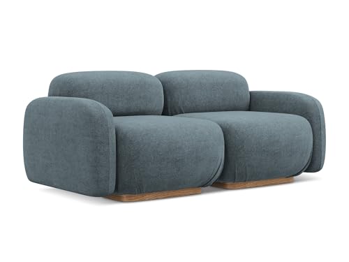 makamii Ailani 3-Sitzer Modulsofa in Blau - Modernes Designsofa aus Bouclé, modular, ohne Schlaffunktion, moderner Japandi-Stil, Oeko-Tex Zertifiziert 190x95x73 cm, bis 250 kg belastbar von makamii