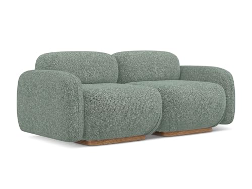 makamii Ailani 3-Sitzer Modulsofa in Grün - Modernes Designsofa aus Strukturstoff, modular, ohne Schlaffunktion, moderner Japandi-Stil, Oeko-Tex Zertifiziert 190x95x73 cm, bis 250 kg belastbar von makamii
