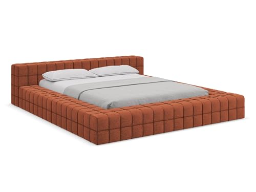 makamii Akela Polsterbett 140x200 cm in Orange - Doppelbett mit Lattenrost, gepolstertes Bettgestell mit Kopfteil für Schlafzimmer & Gästezimmer, Oeko-Tex Zertifiziert - aus Chenille makamii Akela Polsterbett 140x200 cm in Orange - Doppelbett mit Lattenrost, gepolstertes Bettgestell mit Kopfteil für Schlafzimmer & Gästezimmer, Oeko-Tex Zertifiziert - aus Chenille von makamii