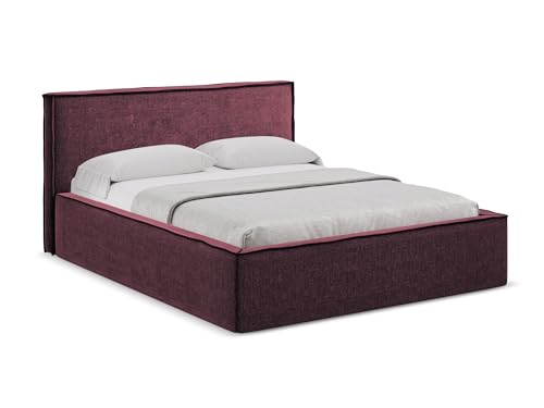 makamii Anani Polsterbett mit Stauraum 140x200 cm in Rot - Doppelbett mit Lattenrost, gepolstertes Bettgestell mit Kopfteil für Schlafzimmer & Gästezimmer, Oeko-Tex Zertifiziert - aus Chenille-Stoff makamii Anani Polsterbett mit Stauraum 140x200 cm in Rot - Doppelbett mit Lattenrost, gepolstertes Bettgestell mit Kopfteil für Schlafzimmer & Gästezimmer, Oeko-Tex Zertifiziert - aus Chenille-Stoff von makamii