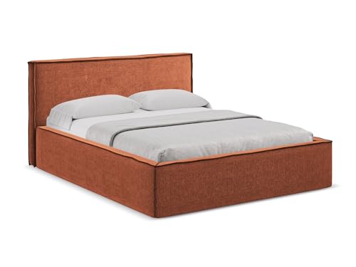 makamii Anani Polsterbett mit Stauraum 180x200 cm in Orange - Doppelbett mit Lattenrost, gepolstertes Bettgestell mit Kopfteil für Schlafzimmer & Gästezimmer, Oeko-Tex Zertifiziert - aus Chenille makamii Anani Polsterbett mit Stauraum 180x200 cm in Orange - Doppelbett mit Lattenrost, gepolstertes Bettgestell mit Kopfteil für Schlafzimmer & Gästezimmer, Oeko-Tex Zertifiziert - aus Chenille von makamii