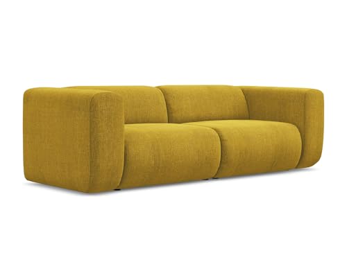 makamii Ekahi 3-Sitzer Modulsofa in Gelb - Modernes Designsofa aus Chenille, modular, ohne Schlaffunktion, moderner Japandi-Stil, Oeko-Tex Zertifiziert 228x89x70 cm, bis 250 kg belastbar von makamii