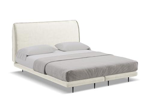 makamii Halia Polsterbett 140x200 cm in Beige - Doppelbett mit Lattenrost und Matratze, gepolstertes Bettgestell mit Kopfteil für Schlafzimmer & Gästezimmer, Oeko-Tex Zertifiziert - aus Samtstoff makamii Halia Polsterbett 140x200 cm in Beige - Doppelbett mit Lattenrost und Matratze, gepolstertes Bettgestell mit Kopfteil für Schlafzimmer & Gästezimmer, Oeko-Tex Zertifiziert - aus Samtstoff von makamii