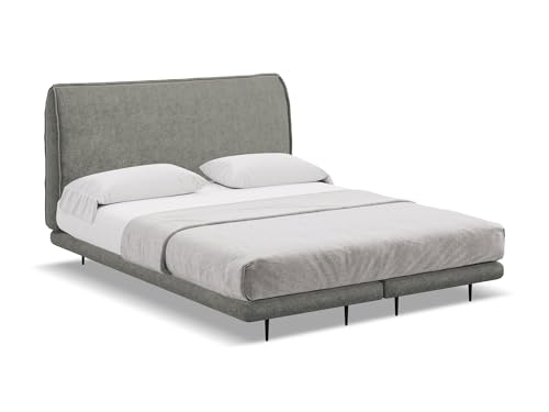 makamii Halia Polsterbett 140x200 cm in Grau - Doppelbett mit Lattenrost und Matratze, gepolstertes Bettgestell mit Kopfteil für Schlafzimmer & Gästezimmer, Oeko-Tex Zertifiziert - aus Boucle-Stoff makamii Halia Polsterbett 140x200 cm in Grau - Doppelbett mit Lattenrost und Matratze, gepolstertes Bettgestell mit Kopfteil für Schlafzimmer & Gästezimmer, Oeko-Tex Zertifiziert - aus Boucle-Stoff von makamii