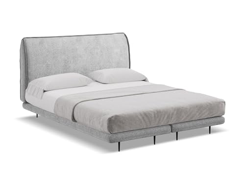 makamii Halia Polsterbett 140x200 cm in Grau - Doppelbett mit Lattenrost und Matratze, gepolstertes Bettgestell mit Kopfteil für Schlafzimmer & Gästezimmer, Oeko-Tex Zertifiziert - aus Chenille-Stoff makamii Halia Polsterbett 140x200 cm in Grau - Doppelbett mit Lattenrost und Matratze, gepolstertes Bettgestell mit Kopfteil für Schlafzimmer & Gästezimmer, Oeko-Tex Zertifiziert - aus Chenille-Stoff von makamii