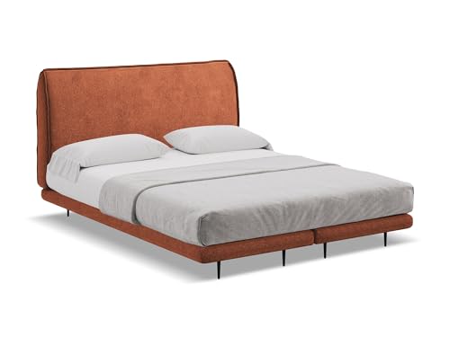makamii Halia Polsterbett 140x200 cm in Orange - Doppelbett mit Lattenrost und Matratze, gepolstertes Bettgestell mit Kopfteil für Schlafzimmer & Gästezimmer, Oeko-Tex Zertifiziert - aus Chenille makamii Halia Polsterbett 140x200 cm in Orange - Doppelbett mit Lattenrost und Matratze, gepolstertes Bettgestell mit Kopfteil für Schlafzimmer & Gästezimmer, Oeko-Tex Zertifiziert - aus Chenille von makamii