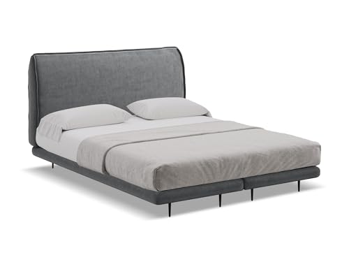 makamii Halia Polsterbett 160x200 cm in Grau - Doppelbett mit Lattenrost und Matratze, gepolstertes Bettgestell mit Kopfteil für Schlafzimmer & Gästezimmer, Oeko-Tex Zertifiziert - aus Samtstoff makamii Halia Polsterbett 160x200 cm in Grau - Doppelbett mit Lattenrost und Matratze, gepolstertes Bettgestell mit Kopfteil für Schlafzimmer & Gästezimmer, Oeko-Tex Zertifiziert - aus Samtstoff von makamii