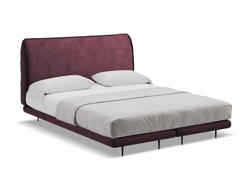 makamii Halia Polsterbett 160x200 cm in Rot - Doppelbett mit Lattenrost und Matratze, gepolstertes Bettgestell mit Kopfteil für Schlafzimmer & Gästezimmer, Oeko-Tex Zertifiziert - aus Chenille-Stoff makamii Halia Polsterbett 160x200 cm in Rot - Doppelbett mit Lattenrost und Matratze, gepolstertes Bettgestell mit Kopfteil für Schlafzimmer & Gästezimmer, Oeko-Tex Zertifiziert - aus Chenille-Stoff von makamii