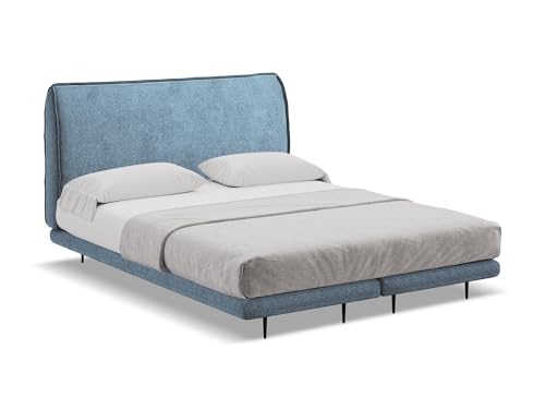 makamii Halia Polsterbett 180x200 cm in Blau - Doppelbett mit Lattenrost und Matratze, gepolstertes Bettgestell mit Kopfteil für Schlafzimmer & Gästezimmer, Oeko-Tex Zertifiziert - aus Chenille-Stoff makamii Halia Polsterbett 180x200 cm in Blau - Doppelbett mit Lattenrost und Matratze, gepolstertes Bettgestell mit Kopfteil für Schlafzimmer & Gästezimmer, Oeko-Tex Zertifiziert - aus Chenille-Stoff von makamii