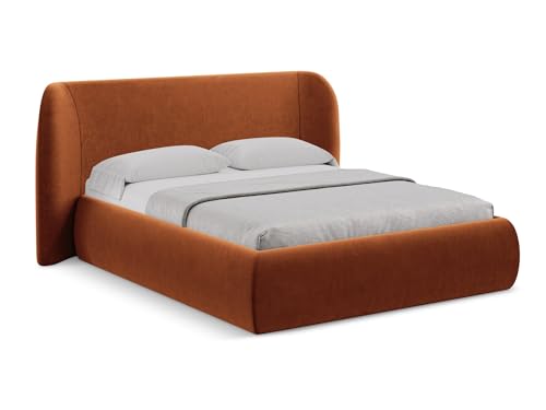 makamii Hauke Polsterbett mit Stauraum 140x200 cm in Orange - Doppelbett mit Lattenrost, gepolstertes Bettgestell mit Kopfteil für Schlafzimmer & Gästezimmer, Oeko-Tex Zertifiziert - aus Samtstoff makamii Hauke Polsterbett mit Stauraum 140x200 cm in Orange - Doppelbett mit Lattenrost, gepolstertes Bettgestell mit Kopfteil für Schlafzimmer & Gästezimmer, Oeko-Tex Zertifiziert - aus Samtstoff von makamii