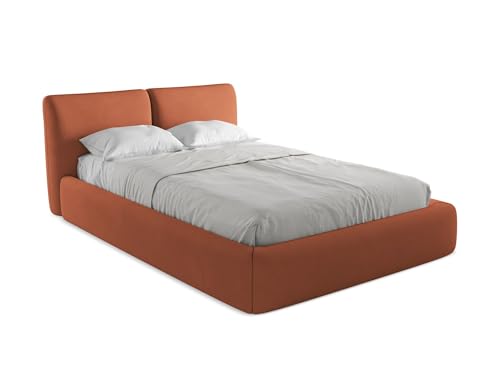makamii Hoku Polsterbett mit Stauraum 140x200 cm in Orange - Doppelbett mit Lattenrost, gepolstertes Bettgestell mit Kopfteil für Schlafzimmer & Gästezimmer, Oeko-Tex Zertifiziert - aus Chenille makamii Hoku Polsterbett mit Stauraum 140x200 cm in Orange - Doppelbett mit Lattenrost, gepolstertes Bettgestell mit Kopfteil für Schlafzimmer & Gästezimmer, Oeko-Tex Zertifiziert - aus Chenille von makamii