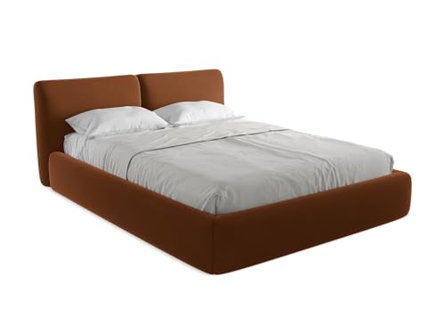 makamii Hoku Polsterbett mit Stauraum 160x200 cm in Orange - Doppelbett mit Lattenrost, gepolstertes Bettgestell mit Kopfteil für Schlafzimmer & Gästezimmer, Oeko-Tex Zertifiziert - aus Samtstoff makamii Hoku Polsterbett mit Stauraum 160x200 cm in Orange - Doppelbett mit Lattenrost, gepolstertes Bettgestell mit Kopfteil für Schlafzimmer & Gästezimmer, Oeko-Tex Zertifiziert - aus Samtstoff von makamii
