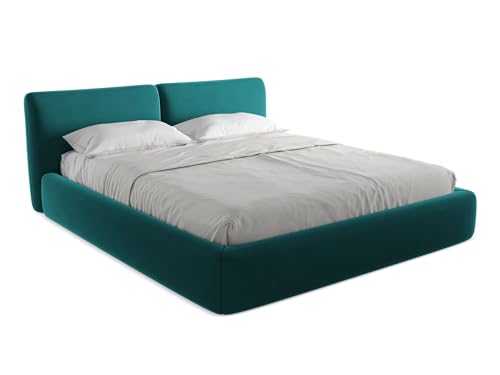 makamii Hoku Polsterbett mit Stauraum 180x200 cm in Blau - Doppelbett mit Lattenrost, gepolstertes Bettgestell mit Kopfteil für Schlafzimmer & Gästezimmer, Oeko-Tex Zertifiziert - aus Samtstoff makamii Hoku Polsterbett mit Stauraum 180x200 cm in Blau - Doppelbett mit Lattenrost, gepolstertes Bettgestell mit Kopfteil für Schlafzimmer & Gästezimmer, Oeko-Tex Zertifiziert - aus Samtstoff von makamii