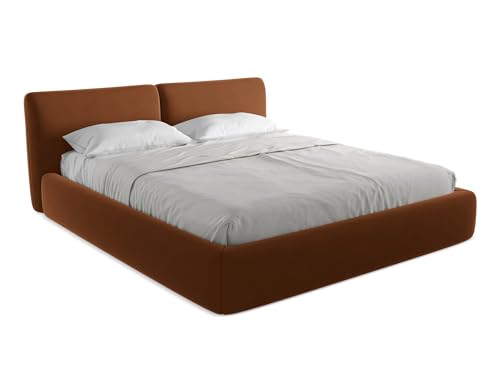 makamii Hoku Polsterbett mit Stauraum 180x200 cm in Orange - Doppelbett mit Lattenrost, gepolstertes Bettgestell mit Kopfteil für Schlafzimmer & Gästezimmer, Oeko-Tex Zertifiziert - aus Samtstoff makamii Hoku Polsterbett mit Stauraum 180x200 cm in Orange - Doppelbett mit Lattenrost, gepolstertes Bettgestell mit Kopfteil für Schlafzimmer & Gästezimmer, Oeko-Tex Zertifiziert - aus Samtstoff von makamii
