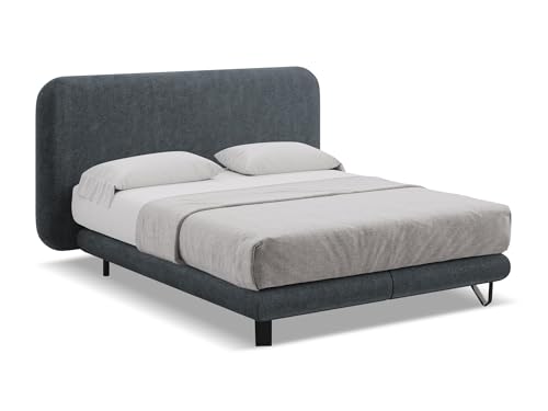 makamii Ilima Polsterbett 140x200 cm in Grau - Doppelbett mit Lattenrost und Matratze, gepolstertes Bettgestell mit Kopfteil für Schlafzimmer & Gästezimmer, Oeko-Tex Zertifiziert - aus Boucle-Stoff makamii Ilima Polsterbett 140x200 cm in Grau - Doppelbett mit Lattenrost und Matratze, gepolstertes Bettgestell mit Kopfteil für Schlafzimmer & Gästezimmer, Oeko-Tex Zertifiziert - aus Boucle-Stoff von makamii