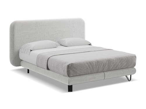 makamii Ilima Polsterbett 140x200 cm in Grau - Doppelbett mit Lattenrost und Matratze, gepolstertes Bettgestell mit Kopfteil für Schlafzimmer & Gästezimmer, Oeko-Tex Zertifiziert - aus Samtstoff makamii Ilima Polsterbett 140x200 cm in Grau - Doppelbett mit Lattenrost und Matratze, gepolstertes Bettgestell mit Kopfteil für Schlafzimmer & Gästezimmer, Oeko-Tex Zertifiziert - aus Samtstoff von makamii