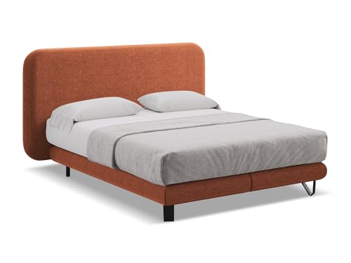 makamii Ilima Polsterbett 140x200 cm in Orange - Doppelbett mit Lattenrost und Matratze, gepolstertes Bettgestell mit Kopfteil für Schlafzimmer & Gästezimmer, Oeko-Tex Zertifiziert - aus Chenille makamii Ilima Polsterbett 140x200 cm in Orange - Doppelbett mit Lattenrost und Matratze, gepolstertes Bettgestell mit Kopfteil für Schlafzimmer & Gästezimmer, Oeko-Tex Zertifiziert - aus Chenille von makamii