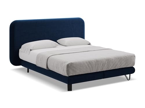makamii Ilima Polsterbett 160x200 cm in Blau - Doppelbett mit Lattenrost und Matratze, gepolstertes Bettgestell mit Kopfteil für Schlafzimmer & Gästezimmer, Oeko-Tex Zertifiziert - aus Samtstoff makamii Ilima Polsterbett 160x200 cm in Blau - Doppelbett mit Lattenrost und Matratze, gepolstertes Bettgestell mit Kopfteil für Schlafzimmer & Gästezimmer, Oeko-Tex Zertifiziert - aus Samtstoff von makamii
