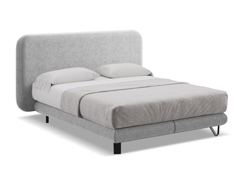 makamii Ilima Polsterbett 160x200 cm in Grau - Doppelbett mit Lattenrost und Matratze, gepolstertes Bettgestell mit Kopfteil für Schlafzimmer & Gästezimmer, Oeko-Tex Zertifiziert - aus Chenille-Stoff makamii Ilima Polsterbett 160x200 cm in Grau - Doppelbett mit Lattenrost und Matratze, gepolstertes Bettgestell mit Kopfteil für Schlafzimmer & Gästezimmer, Oeko-Tex Zertifiziert - aus Chenille-Stoff von makamii