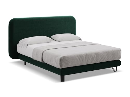 makamii Ilima Polsterbett 160x200 cm in Grün - Doppelbett mit Lattenrost und Matratze, gepolstertes Bettgestell mit Kopfteil für Schlafzimmer & Gästezimmer, Oeko-Tex Zertifiziert - aus Samtstoff makamii Ilima Polsterbett 160x200 cm in Grün - Doppelbett mit Lattenrost und Matratze, gepolstertes Bettgestell mit Kopfteil für Schlafzimmer & Gästezimmer, Oeko-Tex Zertifiziert - aus Samtstoff von makamii
