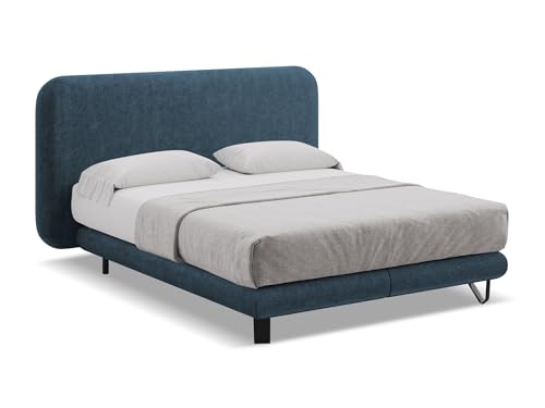 makamii Ilima Polsterbett 180x200 cm in Blau - Doppelbett mit Lattenrost und Matratze, gepolstertes Bettgestell mit Kopfteil für Schlafzimmer & Gästezimmer, Oeko-Tex Zertifiziert - aus Boucle-Stoff makamii Ilima Polsterbett 180x200 cm in Blau - Doppelbett mit Lattenrost und Matratze, gepolstertes Bettgestell mit Kopfteil für Schlafzimmer & Gästezimmer, Oeko-Tex Zertifiziert - aus Boucle-Stoff von makamii