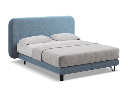 makamii Ilima Polsterbett 180x200 cm in Blau - Doppelbett mit Lattenrost und Matratze, gepolstertes Bettgestell mit Kopfteil für Schlafzimmer & Gästezimmer, Oeko-Tex Zertifiziert - aus Chenille-Stoff makamii Ilima Polsterbett 180x200 cm in Blau - Doppelbett mit Lattenrost und Matratze, gepolstertes Bettgestell mit Kopfteil für Schlafzimmer & Gästezimmer, Oeko-Tex Zertifiziert - aus Chenille-Stoff von makamii