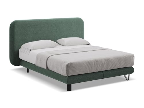 makamii Ilima Polsterbett 180x200 cm in Grün - Doppelbett mit Lattenrost und Matratze, gepolstertes Bettgestell mit Kopfteil für Schlafzimmer & Gästezimmer, Oeko-Tex Zertifiziert - aus Chenille-Stoff makamii Ilima Polsterbett 180x200 cm in Grün - Doppelbett mit Lattenrost und Matratze, gepolstertes Bettgestell mit Kopfteil für Schlafzimmer & Gästezimmer, Oeko-Tex Zertifiziert - aus Chenille-Stoff von makamii