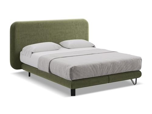 makamii Ilima Polsterbett 180x200 cm in Grün - Doppelbett mit Lattenrost und Matratze, gepolstertes Bettgestell mit Kopfteil für Schlafzimmer & Gästezimmer, Oeko-Tex Zertifiziert - aus Samtstoff makamii Ilima Polsterbett 180x200 cm in Grün - Doppelbett mit Lattenrost und Matratze, gepolstertes Bettgestell mit Kopfteil für Schlafzimmer & Gästezimmer, Oeko-Tex Zertifiziert - aus Samtstoff von makamii