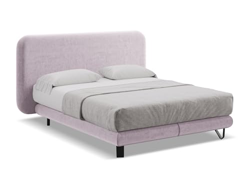 makamii Ilima Polsterbett 180x200 cm in Violett - Doppelbett mit Lattenrost und Matratze, gepolstertes Bettgestell mit Kopfteil für Schlafzimmer & Gästezimmer, Oeko-Tex Zertifiziert - aus Samtstoff makamii Ilima Polsterbett 180x200 cm in Violett - Doppelbett mit Lattenrost und Matratze, gepolstertes Bettgestell mit Kopfteil für Schlafzimmer & Gästezimmer, Oeko-Tex Zertifiziert - aus Samtstoff von makamii