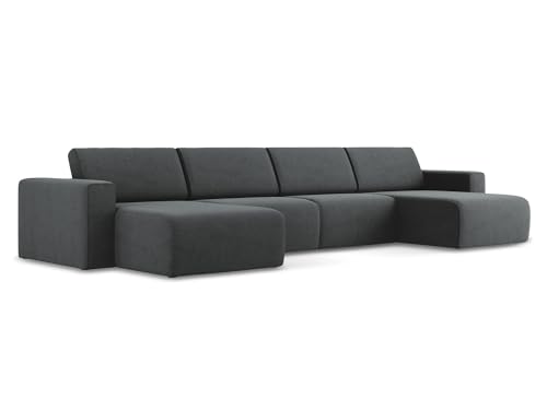 makamii Kalea Ecksofa U-Form 5-Sitzer in Grau - Stilvolle Wohnlandschaft aus Strukturstoff, modulare Eckcouch ohne Schlaffunktion, Oeko-Tex Zertifiziert 404x167x80 cm, bis 550 kg belastbar von makamii