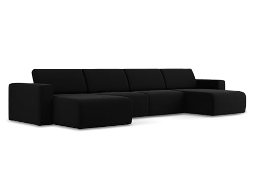 makamii Kalea Ecksofa U-Form 5-Sitzer in Schwarz - Stilvolle Wohnlandschaft aus Samt, modulare Eckcouch ohne Schlaffunktion, Oeko-Tex Zertifiziert 404x167x80 cm, bis 550 kg belastbar von makamii