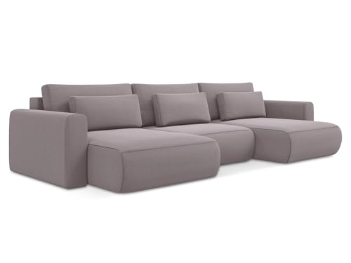 makamii Kapua 3-Sitzer Ecksofa U-Form in Violett - XXL Wohnlandschaft mit Schlaffunktion und Bettfunktion aus Samt, Skandinavisches Design, Oeko-Tex Zertifiziert 340x149x82 cm, bis 450 kg belastbar von makamii