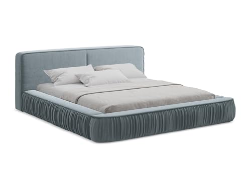 makamii Keoni Polsterbett mit Stauraum 140x200 cm in Blau - Doppelbett mit Lattenrost, gepolstertes Bettgestell mit Kopfteil für Schlafzimmer & Gästezimmer, Oeko-Tex Zertifiziert - aus Samt makamii Keoni Polsterbett mit Stauraum 140x200 cm in Blau - Doppelbett mit Lattenrost, gepolstertes Bettgestell mit Kopfteil für Schlafzimmer & Gästezimmer, Oeko-Tex Zertifiziert - aus Samt von makamii