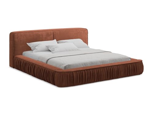 makamii Keoni Polsterbett mit Stauraum 160x200 cm in Orange - Doppelbett mit Lattenrost, gepolstertes Bettgestell mit Kopfteil für Schlafzimmer & Gästezimmer, Oeko-Tex Zertifiziert - aus Chenille makamii Keoni Polsterbett mit Stauraum 160x200 cm in Orange - Doppelbett mit Lattenrost, gepolstertes Bettgestell mit Kopfteil für Schlafzimmer & Gästezimmer, Oeko-Tex Zertifiziert - aus Chenille von makamii
