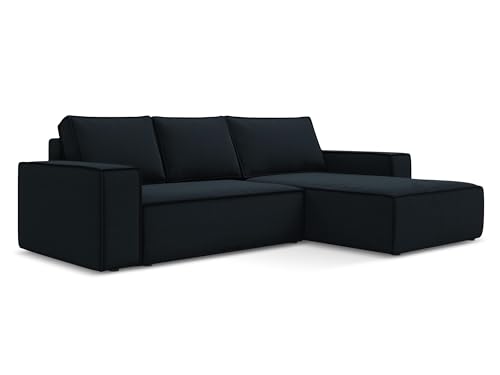 makamii Kimo 3-Sitzer Ecksofa mit Schlaffunktion rechts in Blau - Schlafsofa mit Ottomane und Bettfunktion aus Samt, für Wohnzimmer, Skandinavisch Design, Oeko-Tex 290x185x82 cm, bis 450 kg belastbar makamii Kimo 3-Sitzer Ecksofa mit Schlaffunktion rechts in Blau - Schlafsofa mit Ottomane und Bettfunktion aus Samt, für Wohnzimmer, Skandinavisch Design, Oeko-Tex 290x185x82 cm, bis 450 kg belastbar von makamii