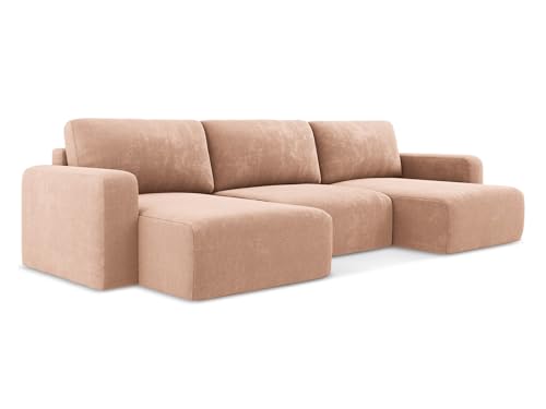 makamii Kona 4-Sitzer Ecksofa U-Form in Pink - XXL Wohnlandschaft mit Schlaffunktion und Bettfunktion aus Chenille, Skandinavisches Design, Oeko-Tex Zertifiziert 332x149x79 cm, bis 650 kg belastbar von makamii